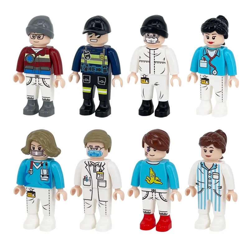 Doctor Nurse 4.5cm Playmobil Anime Figure Mini Accessory Building Blocks Parts Bricks Construction Set for Boys Educational toys