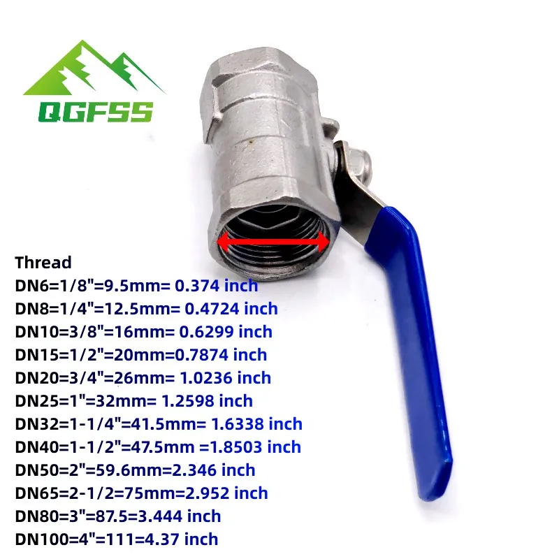 SS 304 Stainless Steel one-piece Ball Valve Female Threaded 1/4\