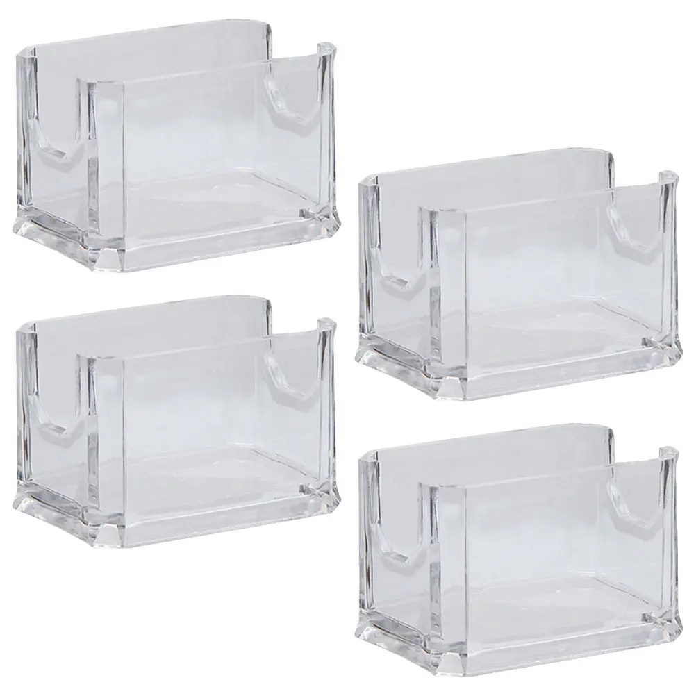 

4pcs Acrylic Business Card Holder Transparent Desk Organizer Large Capacity Storage Box Set Clear Cards Stand Home Office