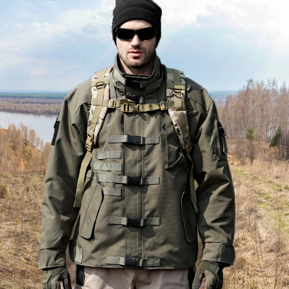 Tactical Motorcycle Jacket Men Outdoor Wear Resistant Waterproof Cycling Clothes Work Coat Multi-pocket Army Field Combat Jacket