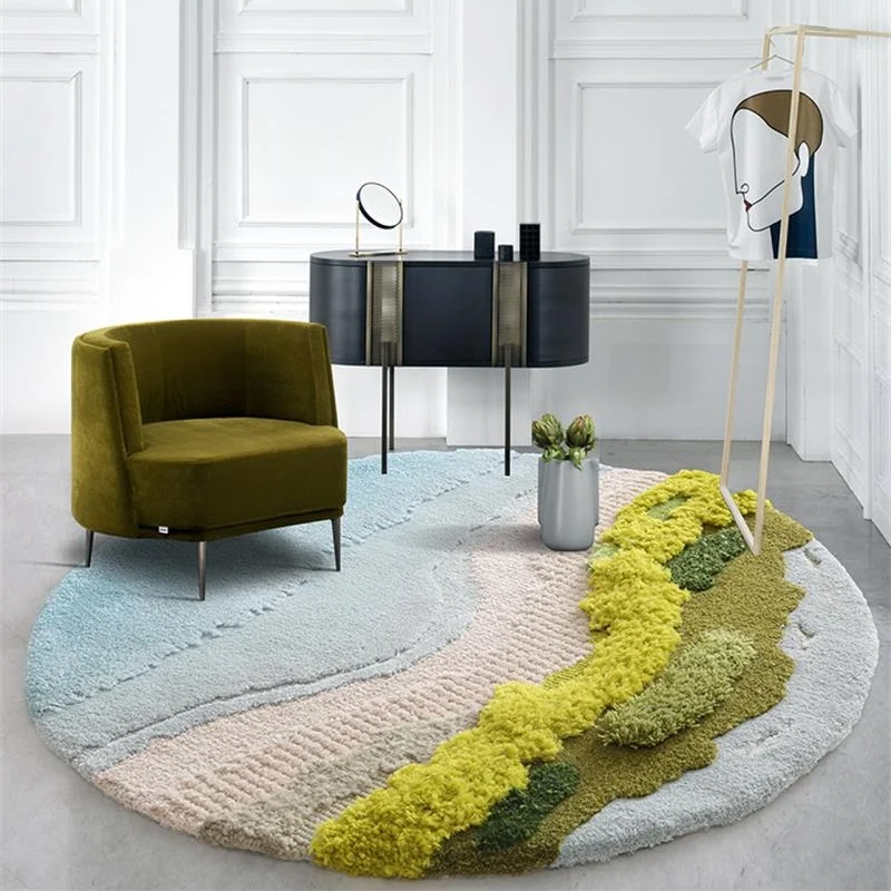 Handmade Wool Carpet Living Room Creative Beach Round Rugs For Bedroom Home Sofa Coffee Table Floor Mat Cloakroom Thick Carpets