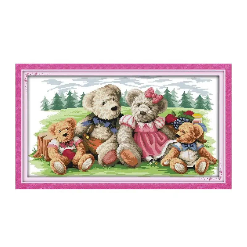 Bear family punto croce kit animale Mano FAI DA TE punto croce imposta cuciture ricamo artigianale cucito parete della decorazione della casa