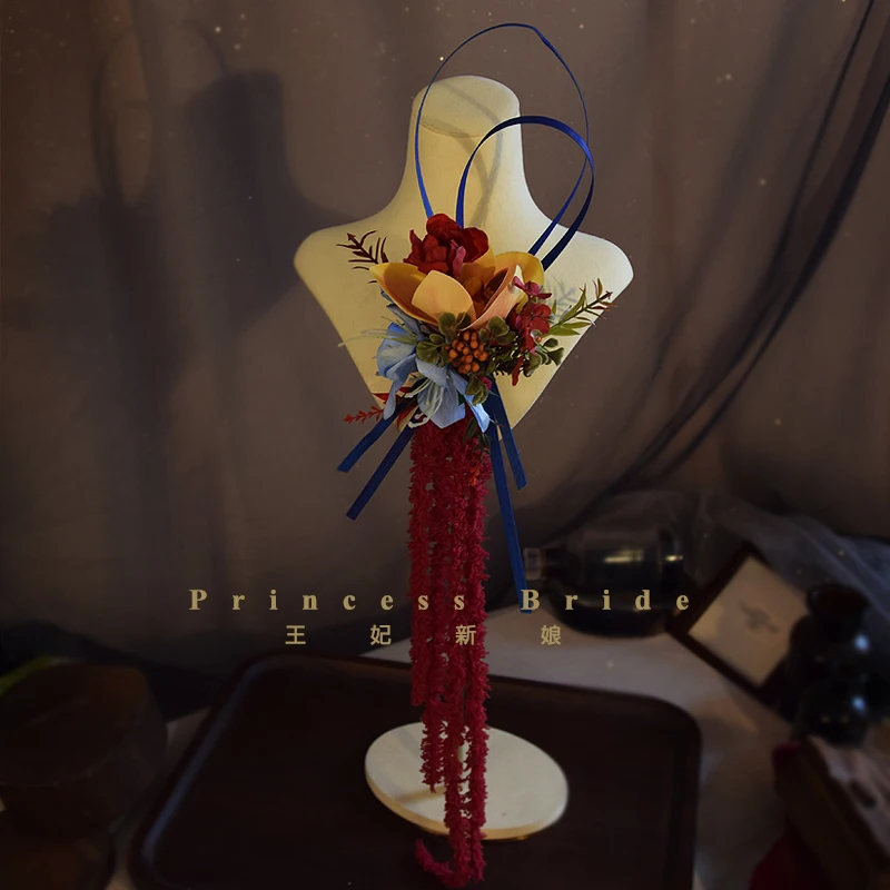 New Bridal Retro Headdress Simulated Flower Hand-held Flower