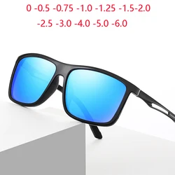 Aluminum Magnesium Frame Driving Myopia Sunglasses Men Polarized Sport Square Nearsighted Sunglasses Diopters 0 -0.5 -0.75 To -6