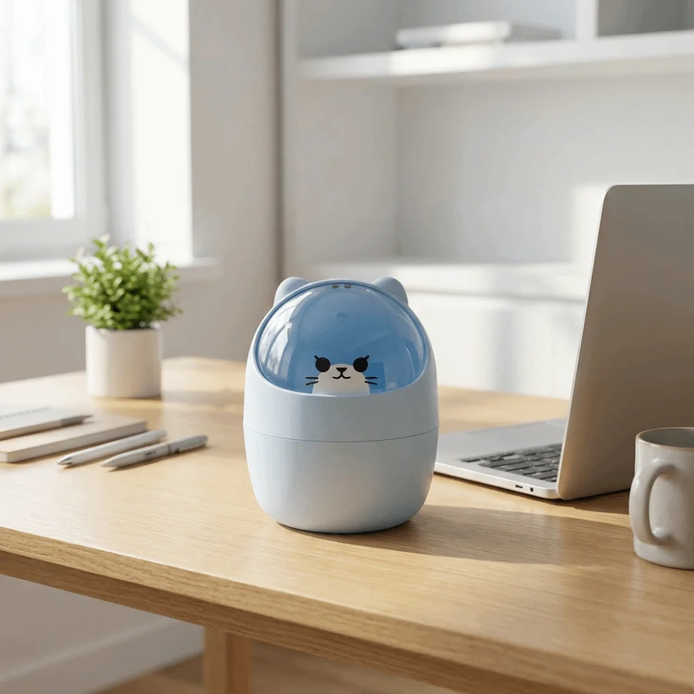 Flip Lid Desktop Trash Can Waterproof Colorful Wastebasket with Lid Smudge-proof Mini Small Garbage Can Workers in the workplace