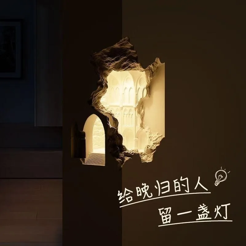 Eck-Gips-Wandleuchte eingebettet, Ecksensorlampe für den Flur eingebettet