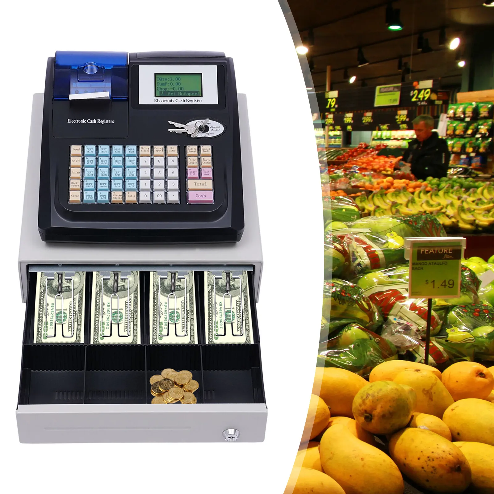 40W Elektronische Kasse Registrierkasse Supermarkt Kiosk فردية Kassensystem ماكينة تسجيل المدفوعات النقدية