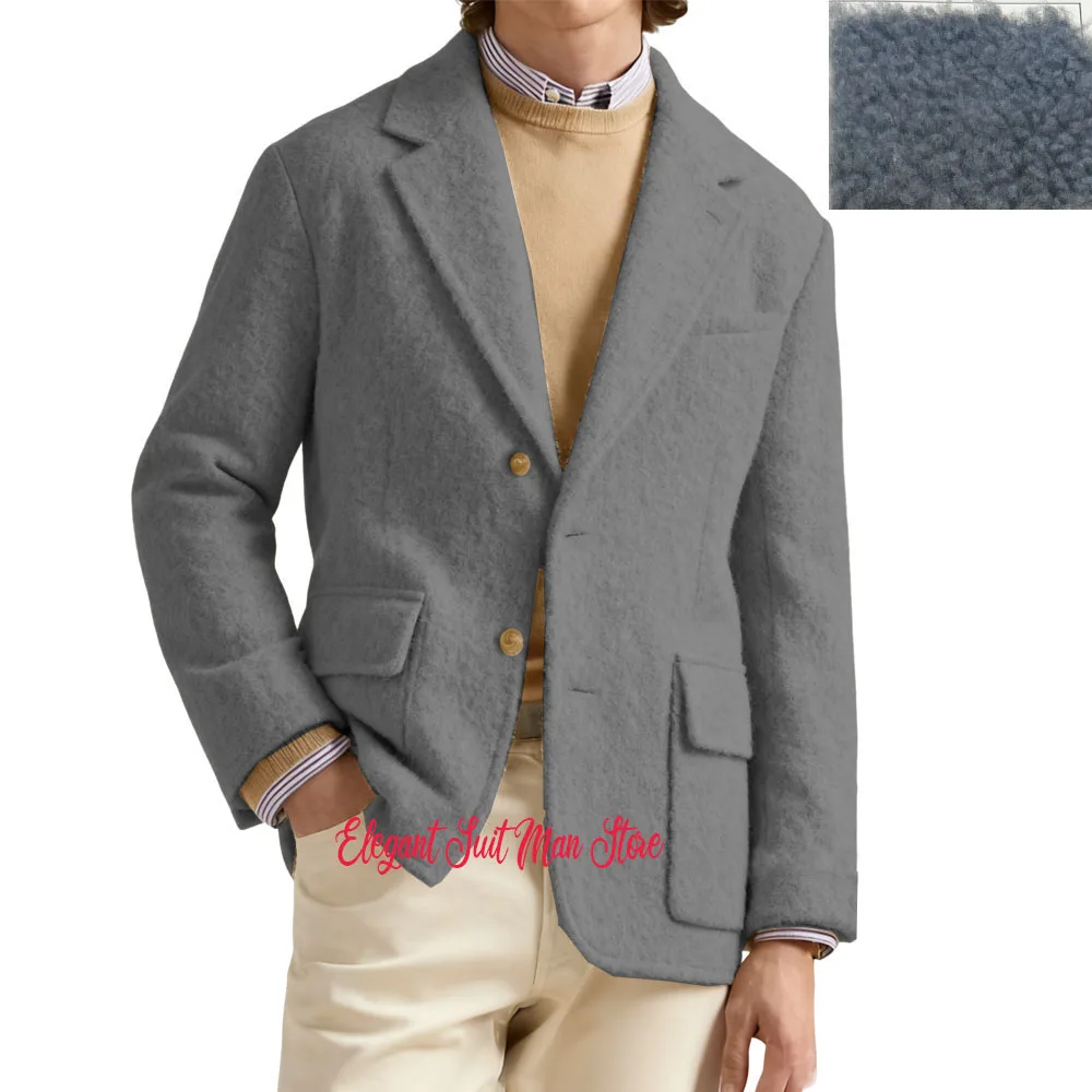 

Lamb wool men's coat Wool blend men's Outdoor sports Casual suit jacket Single breasted Man Blazer Autumn Winter Man Short Coat