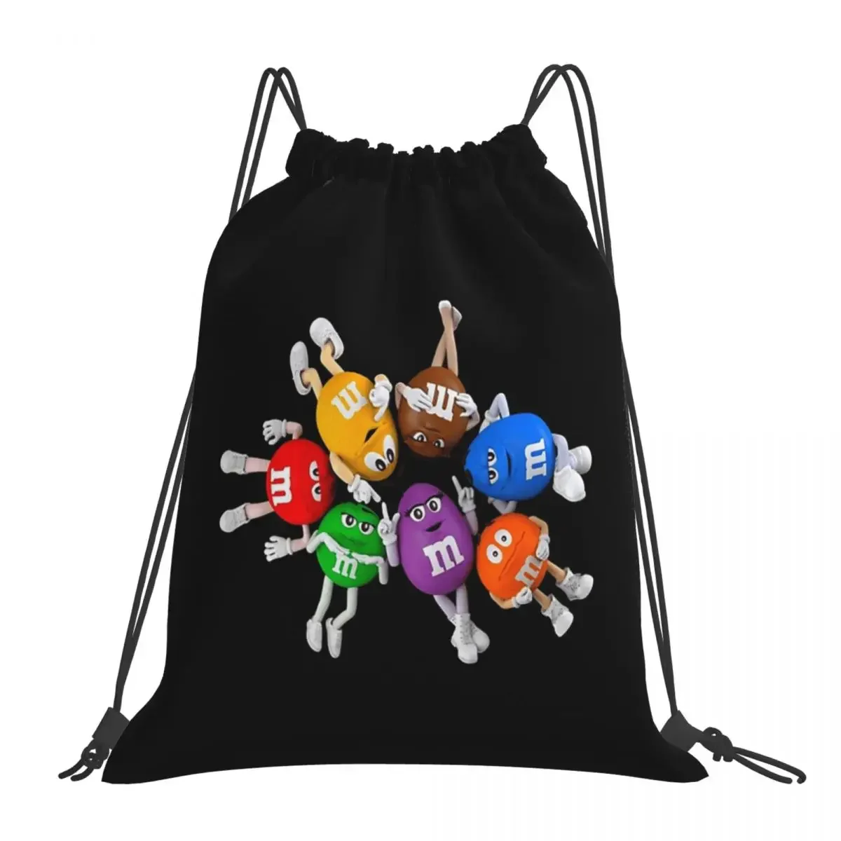 

M And M Character Baby Backpacks Fashion Portable Drawstring Bags Drawstring Bundle Pocket Sundries Bag BookBag Travel School