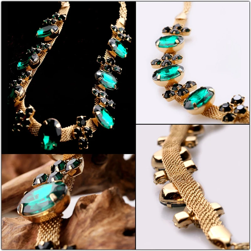 الأخضر حجر الراين رئيس سلاسل عقال مطاطا قابل للتعديل هيرباند الزفاف الزفاف الشعر التبعي كريستال خوذة الشعر الحلي #5