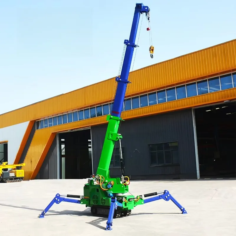 Compact 1.5Ton Spider Crane Hydraulic Telescopic Boom Height Crawler Type Portable Lifting Equipment Confined Work Environment