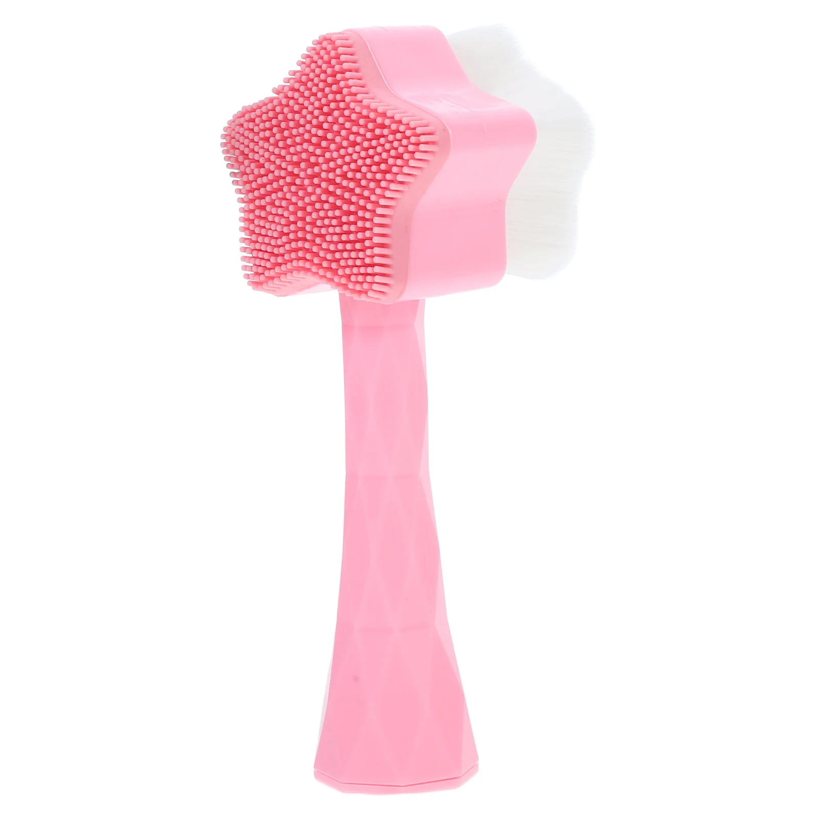 Spazzola per il viso manuale Spazzola per la pulizia del viso portatile in plastica Strumento per la cura della pelle Detergente per massaggio viso per donne Rosa