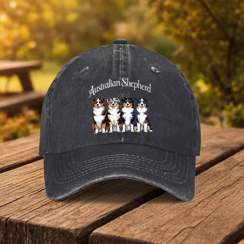 Australian Shepherd Print Baseball Cap Unisex Duckbill Cap for Outdoor Sports Fitness Travel