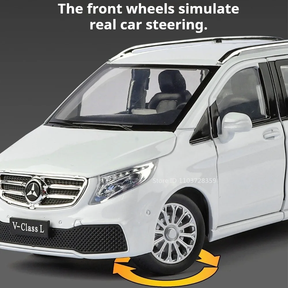 1:24 V260L لعبة مجسمة MPV سيارات سبيكة دييكاست امتصاص الصدمات التراجع الأبواب مفتوحة محاكاة المركبات للأطفال هدايا عيد الميلاد
