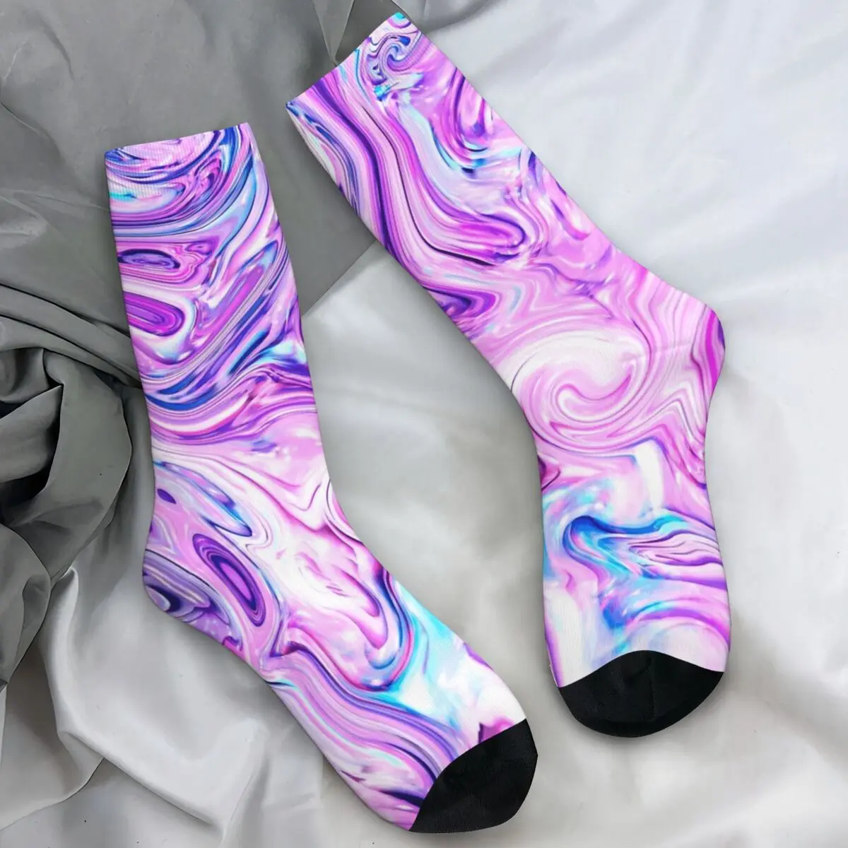 

Носки с водяным мрамором, осенние фиолетовые, синие чулки, готические теплые мягкие носки для взрослых и мужчин, дизайнерские нескользящие носки для спорта на открытом воздухе