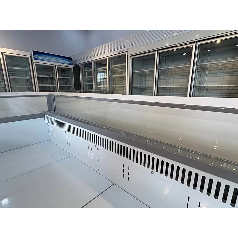 150L Commercial Supermarket Chest Freezer With Air Cooling And Glass Baffle For Frozen Meat And Seafood Display In Retail Stores