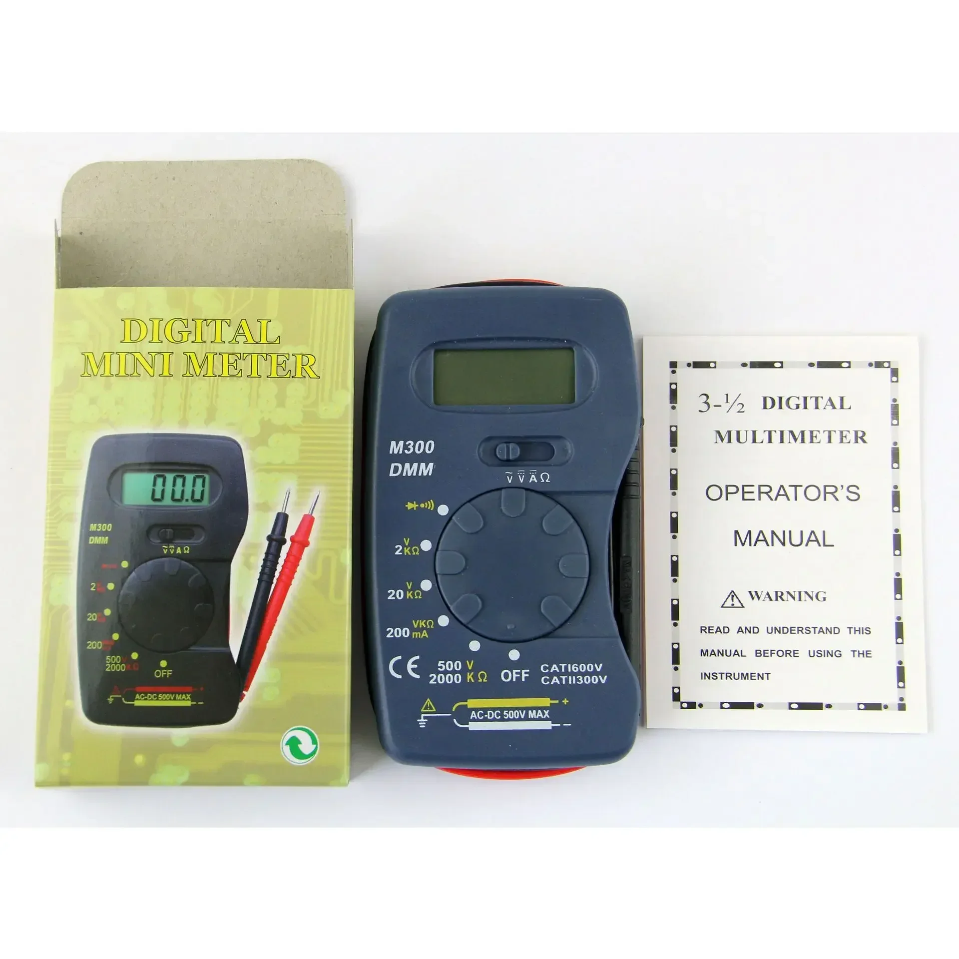 M300 Mini Pocket Digital Multimeter, Ultra-Thin Integrated Tester, AC DC Ammeter Voltmeter Ohmmeter with Battery Capacity Test