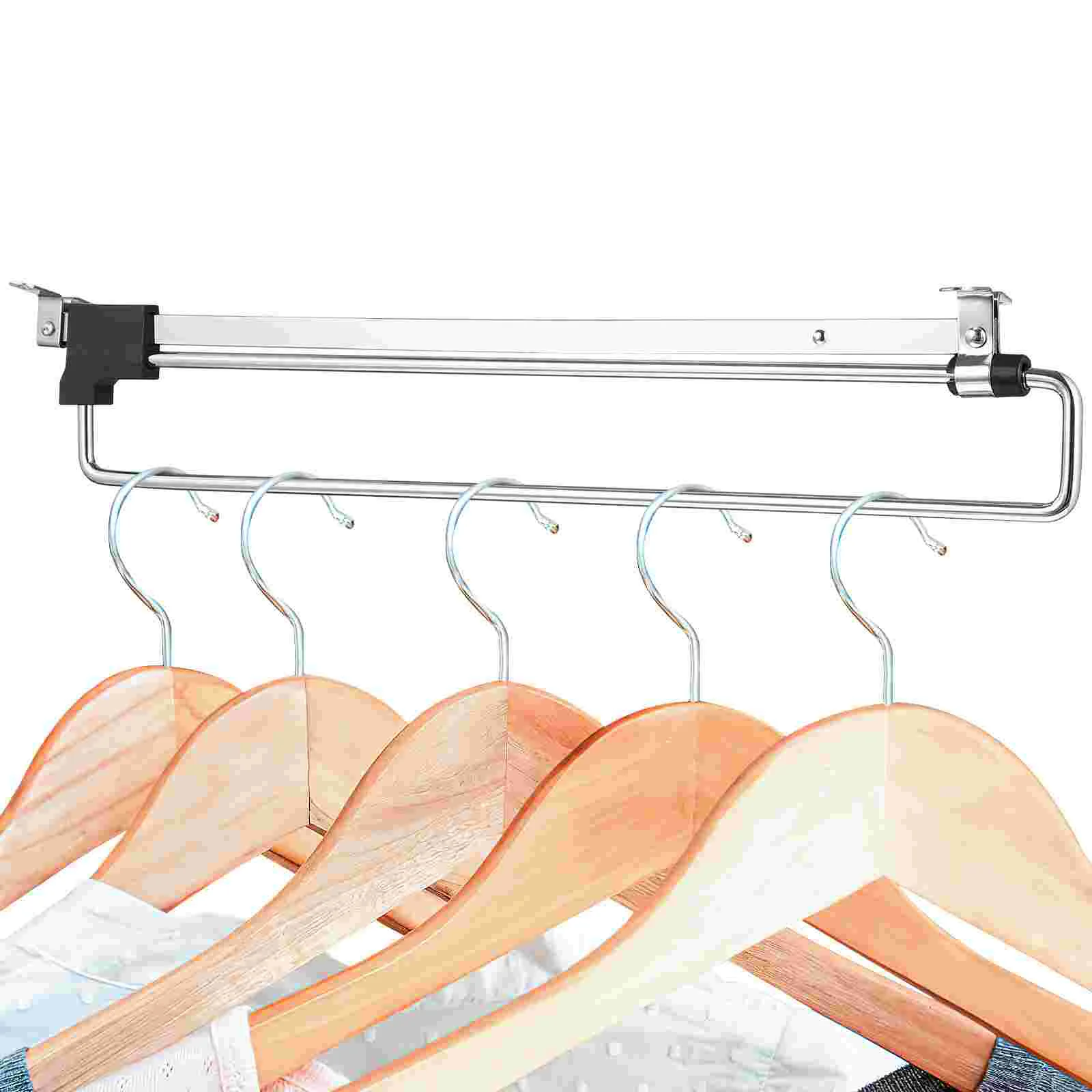 

Closet Valet Rod Slide Out Hooks Retractable Telescopic Clothes Rail Coat Hangers Wardrobe Rods for Hanging Iron Rack