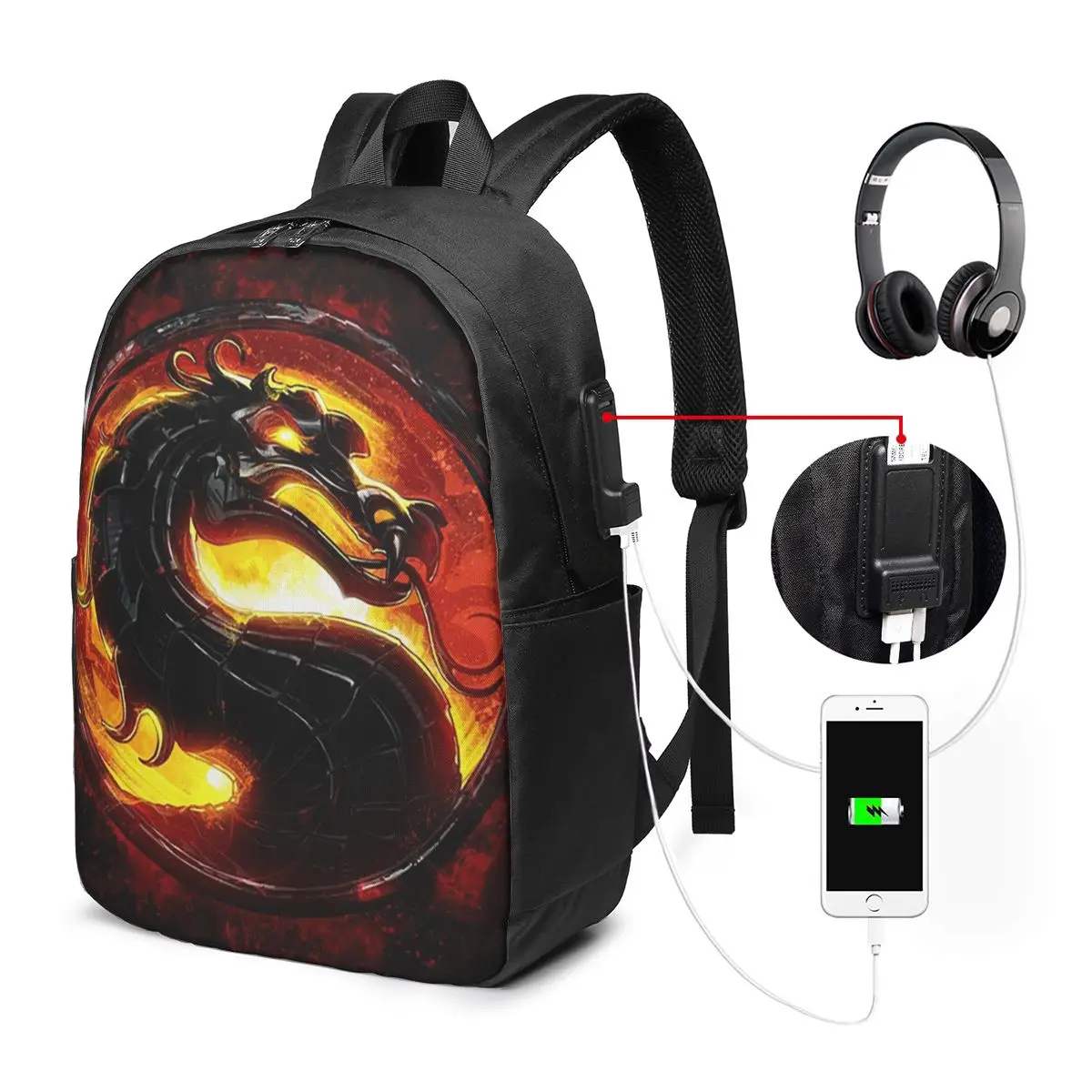 

Cartoon Mortal Kombat Backpack Travel Notebook Bag Computer College Student School Bag Laptop Shoulder Bags for Men Women