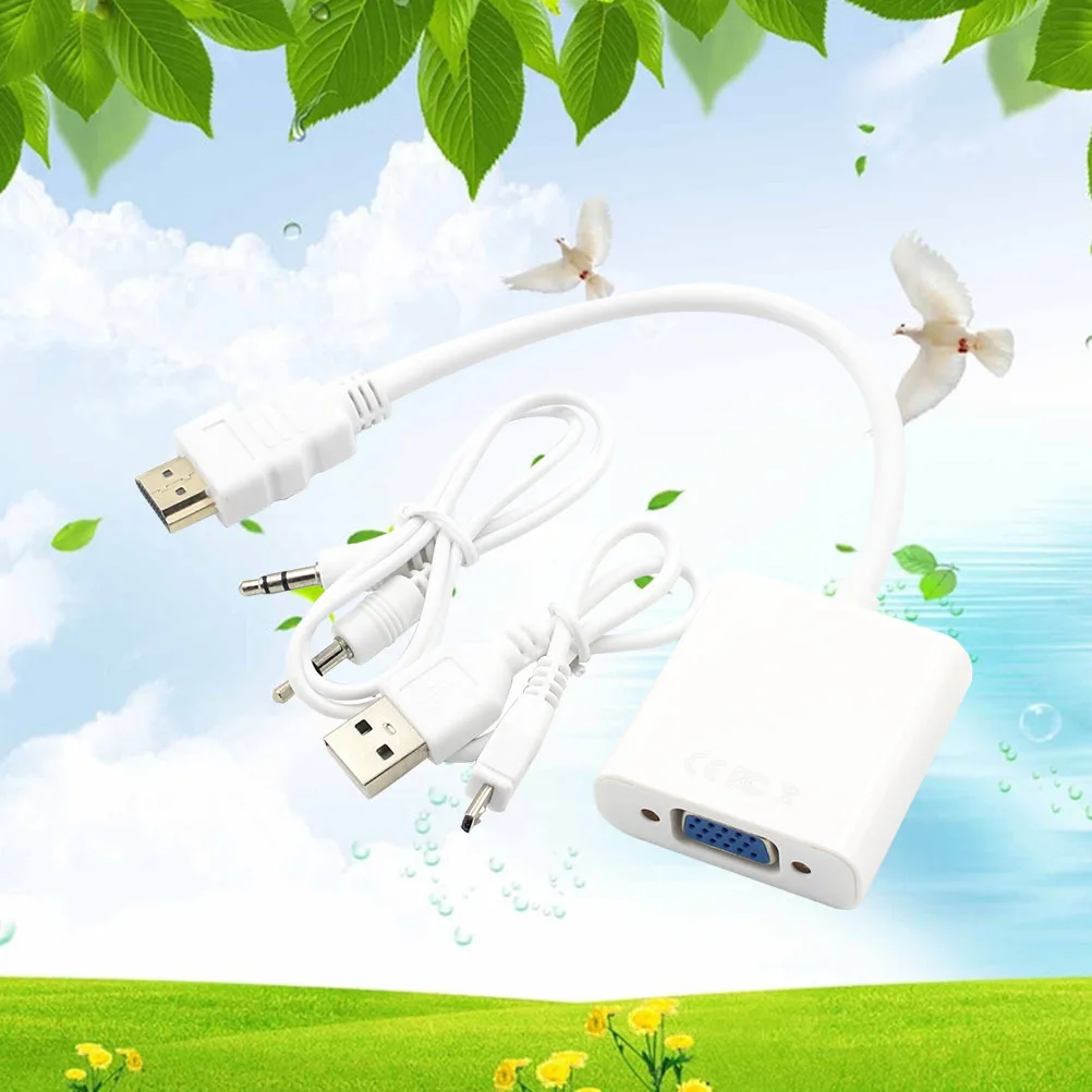 Adaptateur vers VGA, convertisseur 1080P avec câble d'alimentation Usb, puce IC intégrée blanche pour ordinateur portable, projecteur, moniteur Audio