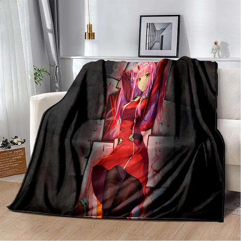 

3D Sexy Girl Zero Two DARLING In FRANXX Soft Plush Blanket,Flannel Blanket Throw Blanket for Living Room Bedroom Bed Sofa Picnic