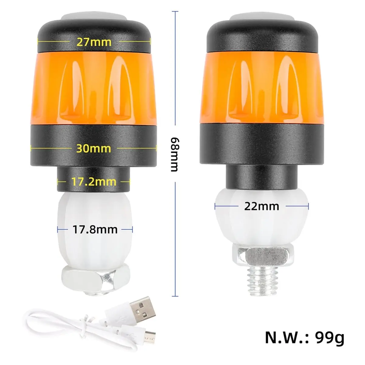 B72ABG Handlebar Lights LED Warning Light 17mm-22mm Handlebar for ZT3 Max G2 G30 ES E-Scooter and Mountain Bike