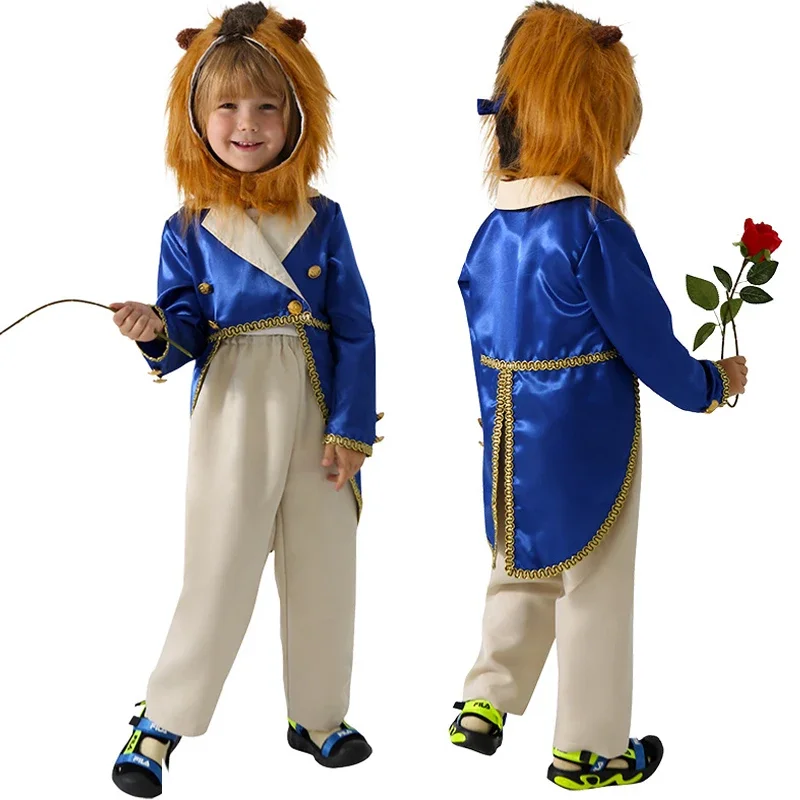 Prince Beauty Cosplay Costume pour garçons, Halloween, Pourim, Carnaval, Enfants, Bête, Discuter