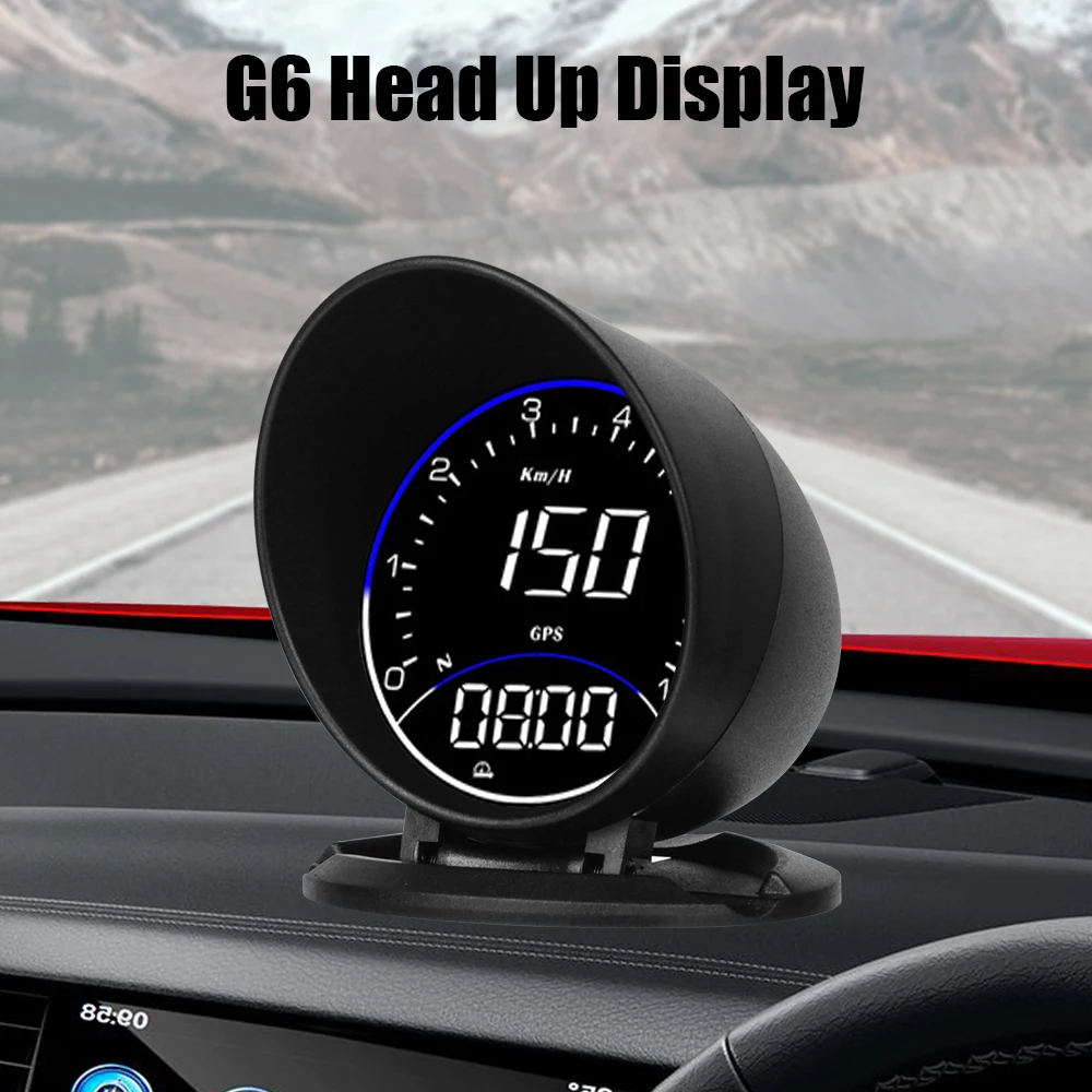 

Car Head Up Display RPM MPH Digital Clock Altitude Meter Speedometer Mileage With Ambient Light Alarm Set G6 HUD