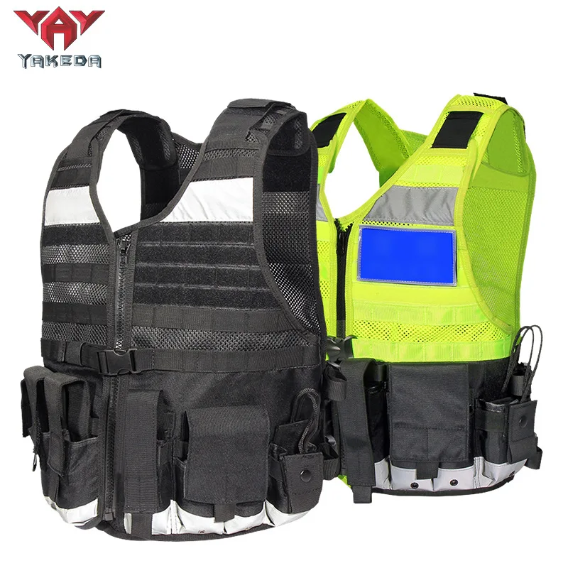 YAKEDA Hunting Vest Stab Resistant Tactical Vest Multifunctional Equipment Training Clothing Wear-Resistant High Reflective Vest