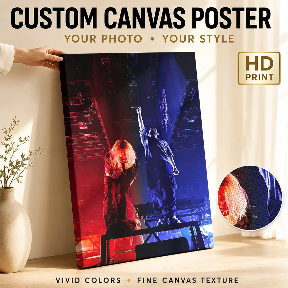 Concert Performance Duo Canvas Painting Poster Customized Retro Music Wall Art for Studio Decor Collectible Ready to Hang Gift