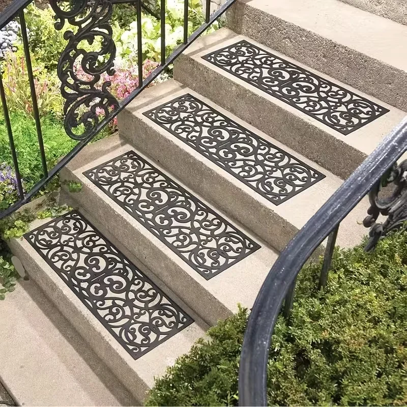 

1Pc Durable Outdoor Safety Step Mats, Hollow Design Stair Treads for Home Stairs & Yard, Anti-Slip Safety Decor