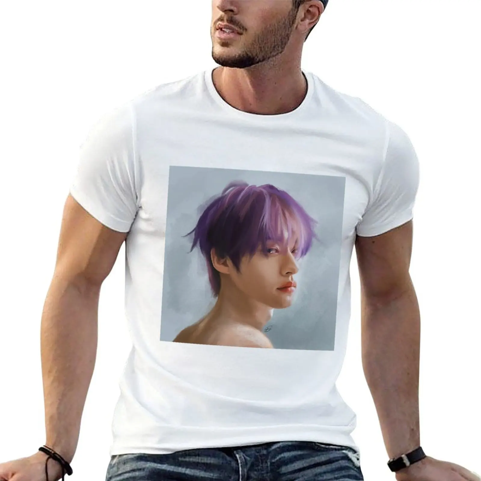 Lee Know purple hair T-shirt aesthetic clothes cute clothes plus size tops sweat shirts, men