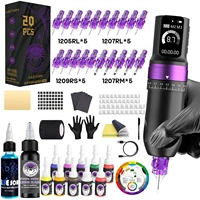 LASTJUDG Kit de tatuaje Kit de pluma de tatuaje ajustable para maquillaje permanente Kit de máquina de tatuaje fuente de alimentación de tatuaje inalámbrica caliente tatuaje Ki