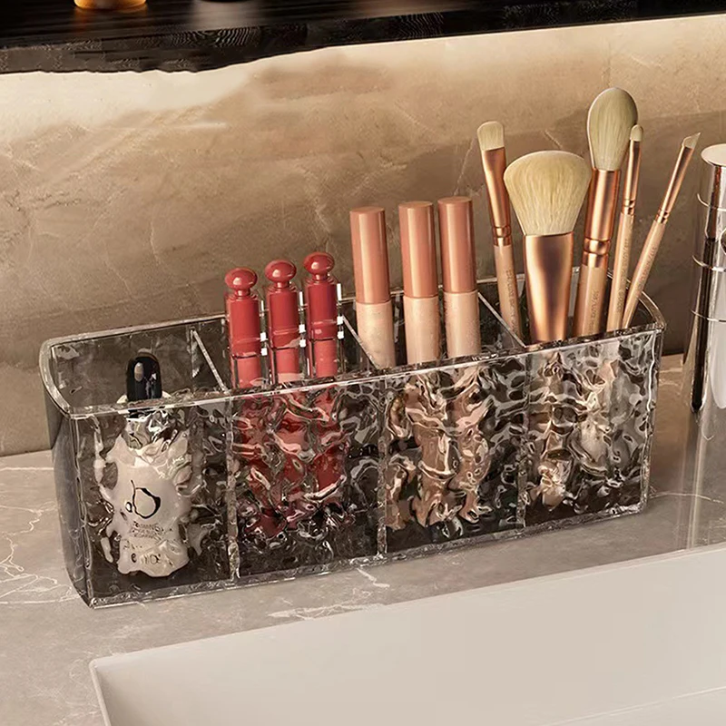 Water Ripple Acrylic Cosmetic Storage Box Makeup Brush Holder Organizer Lipstick Eyebrow Pencil Bathroom Storage Display Stand