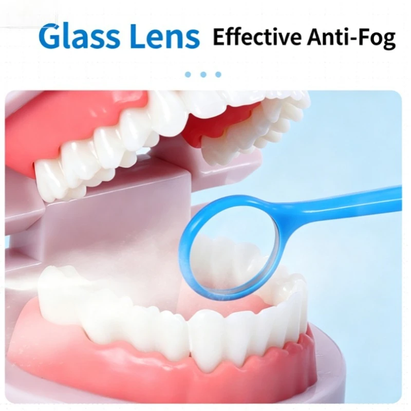 50PCS Disposable Dental Mouth Mirror Plastic Oral Exam Mirror Anti‑Fog Lens Non‑Slip Handle Individually Wrapped Dental Tools