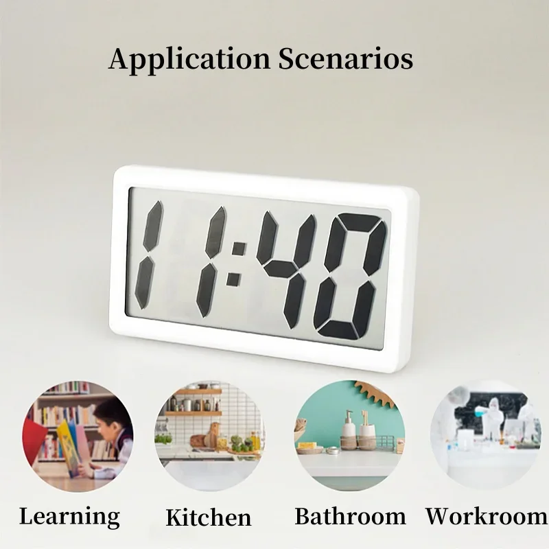 1pc Mini Battery Powered Digital Desk Clock Time Date 12-hour Display Table Clock  Wall-mounted LCD Clock With 4Pcs AG10 Battery