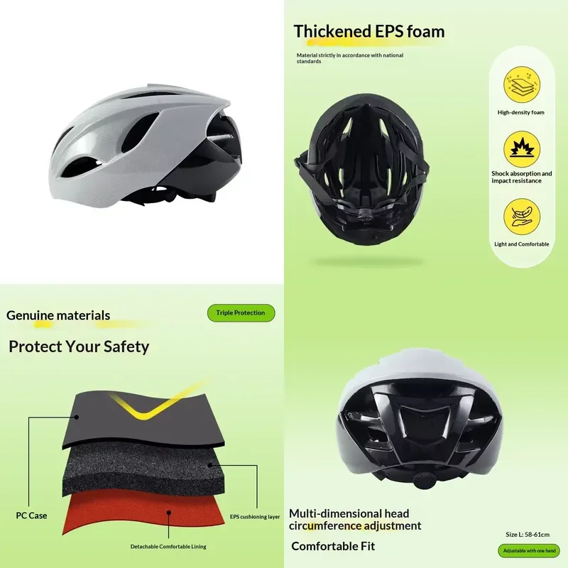 Reflective Bicycle Helmet Breathable Mountain Road Bike Helmet with Quick Release Buckle for All-Season Riding