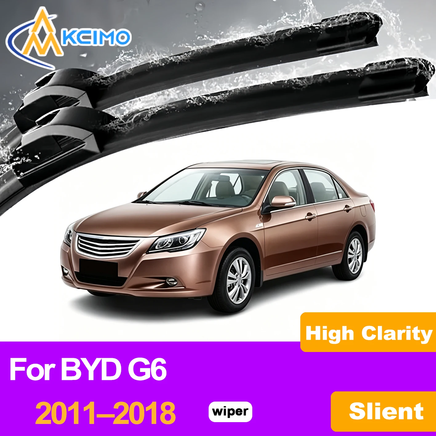 

KCIMO 2PCS Front Windshield Wiper Blades For BYD G6 2011–2018, High Grade Natural Rubber Streak Free Wiping Car Accessories