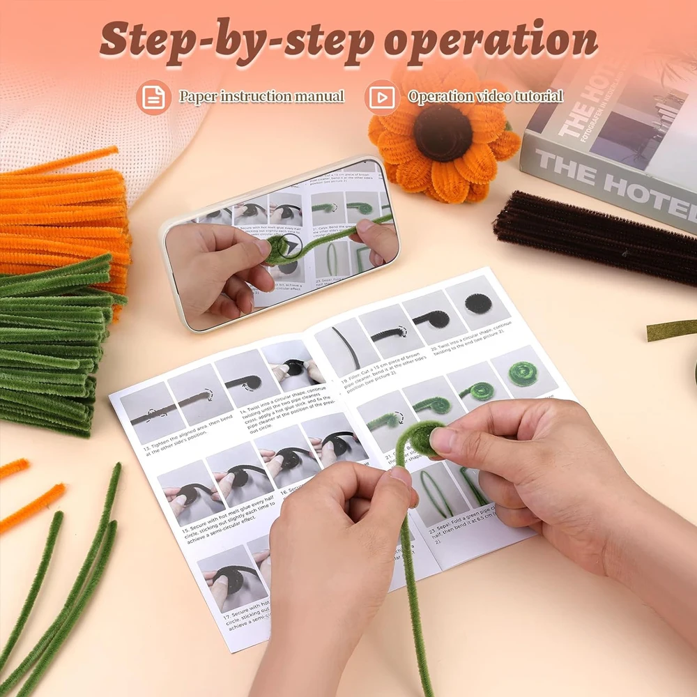 Zxiixz DIY هواية المواد Manualidades اليدوية التواء قضيب الفن المواد حزمة نبات عباد الشمس باقة