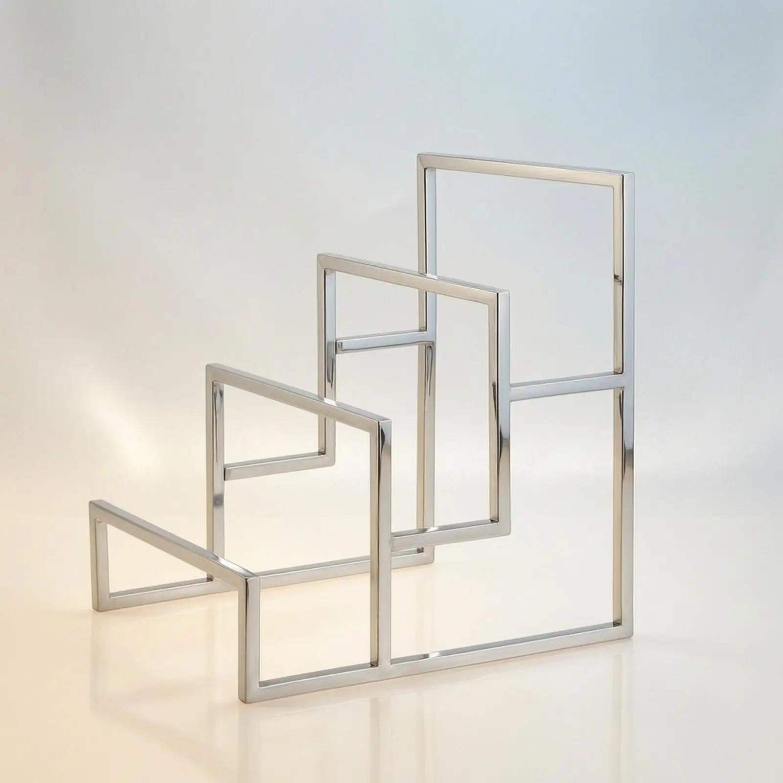 Space Saving 3 Tier Display Rack for Wallets and Small Bags Countertop Shelf with Raised Front Edge