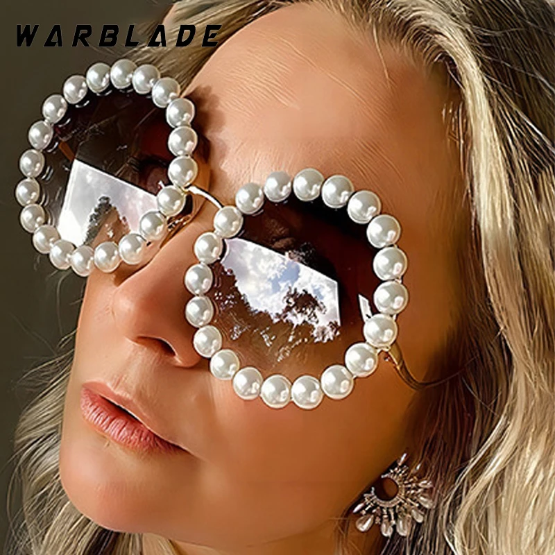 

Trend Metal Round Frame Pearl Decorative Women Sunglasses Fashion Luxury Design Men Sunglass Outdoor Shade Travel Eyewear UV400