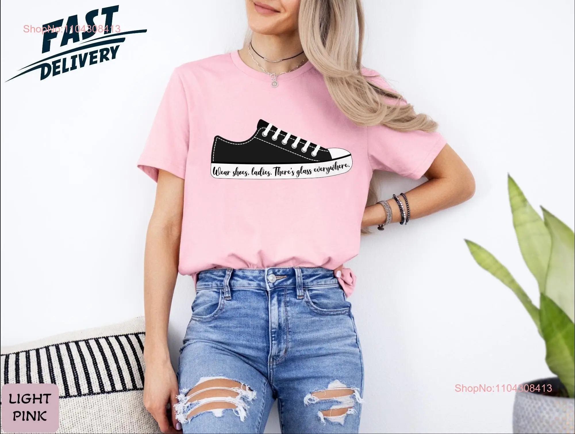 Wear Your Shoes Ladies T Shirt Glass Everywhere Vote 2024 Sneaker Women Empowerment Feminist Quote Girl Power