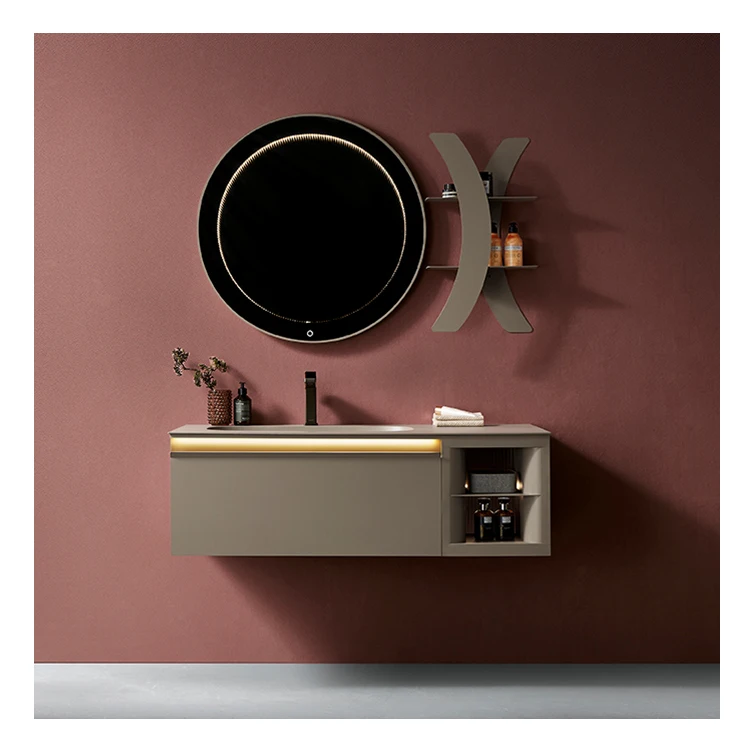 

LANGDENG Modern Stainless Steel Bathroom Dressing Table Wall Mounted Waterproof Bathroom Cabinet Customizable