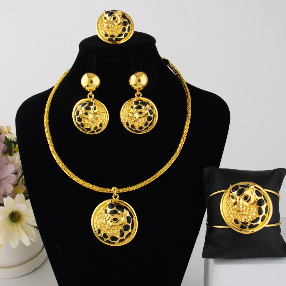 

Dubai 24k Gold Plated Jewelry Sets for Women Indian Bridal Costume Necklace Earrings Sets Nigerian Wedding Party Gifts