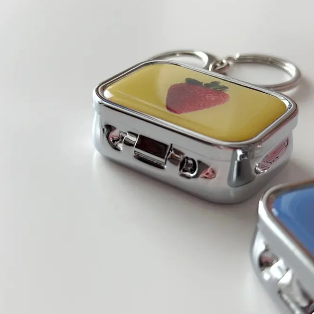 Korean Style Cute Fruit Print Mini Pill Box With Keychain Portable 2 Grid Medicine Case Mirror Travel Earring Jewelry Storage - view 5