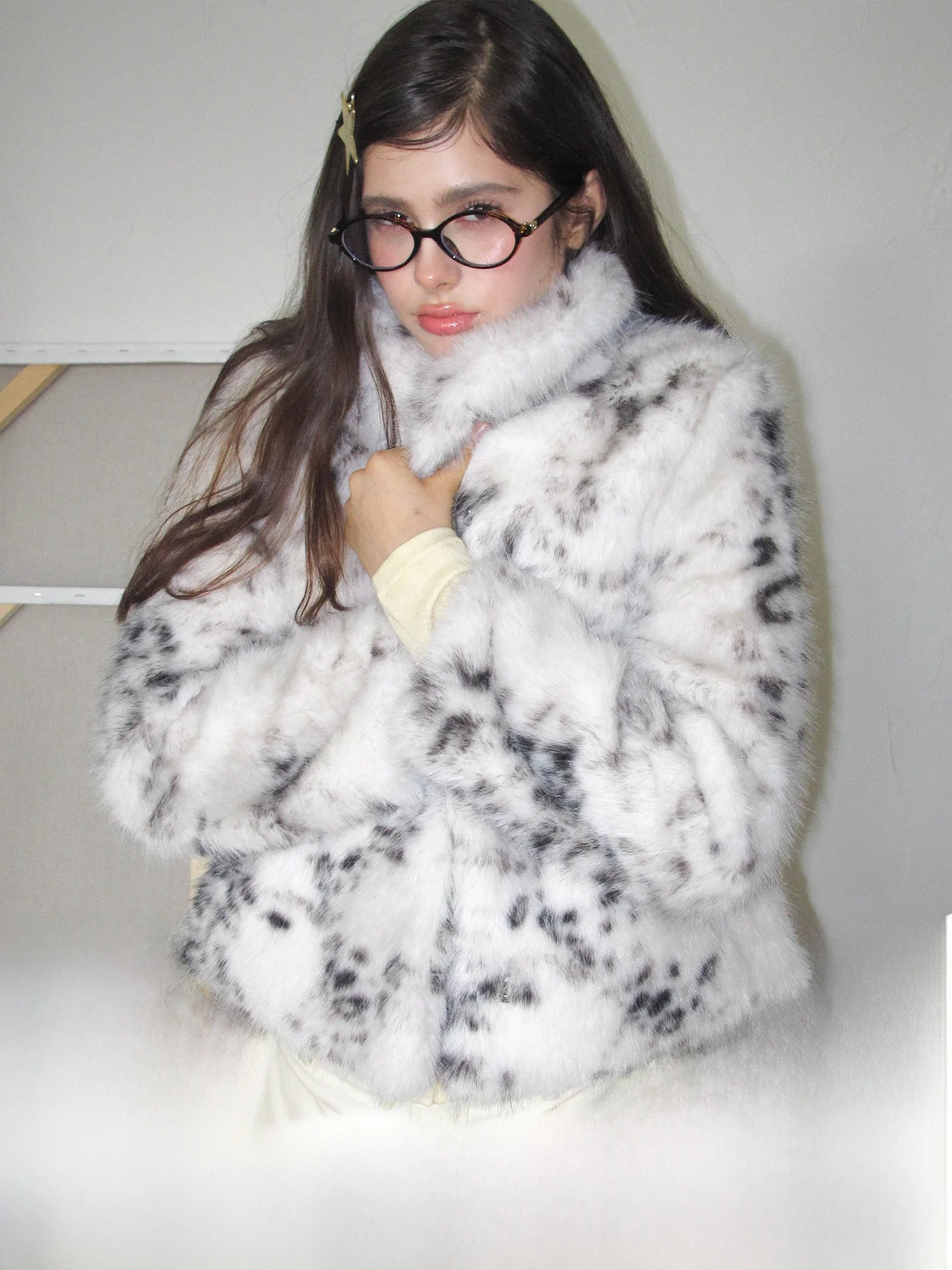 

Утепленная женская повседневная верхняя одежда MineBeThyVers с воротником-стойкой, теплая полиэстеровая шуба с леопардовым принтом