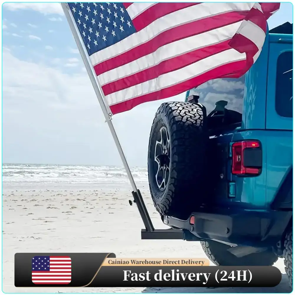 

Car Mount Flagpole Bracket Multi-Purpose Iron Exterior Rear Trunk Trailer Hook Compatible with Standard 2 Inch Hitch Receiver