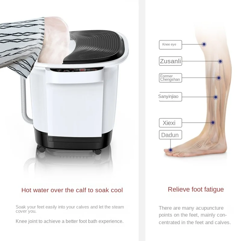 Red Light Physiotherapy Fumigation Steam Foot Bath Bucket,Remote Control Electric Heating Freshwater Bucket Foot Massage Machine