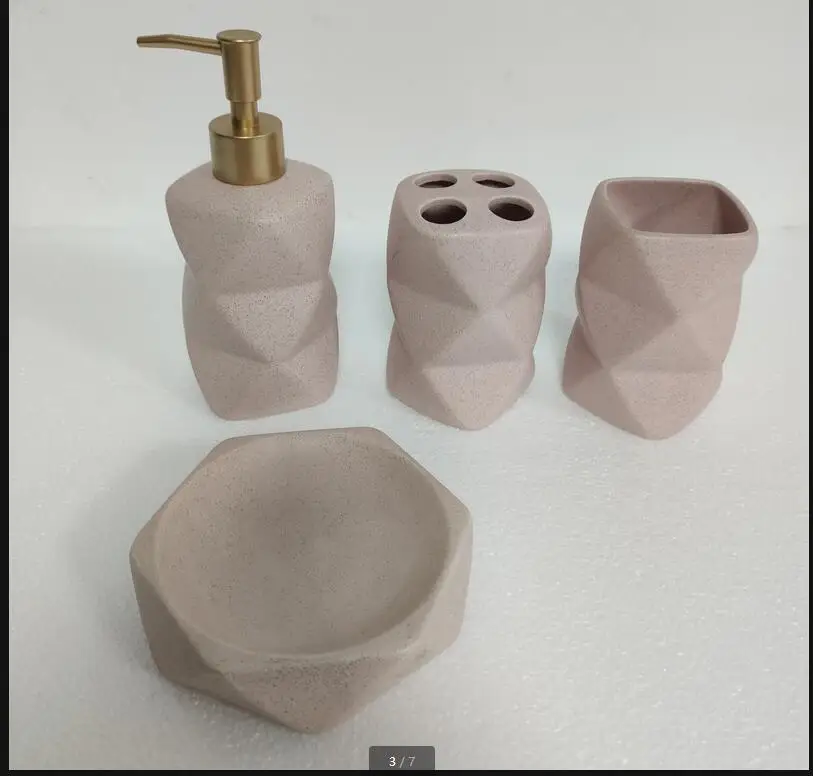 Matte Gold Ceramics Bathroom Set Decoration Soap Dispenser/Toothbrush Holder/cup/Soap Dish tray luxurious Washing