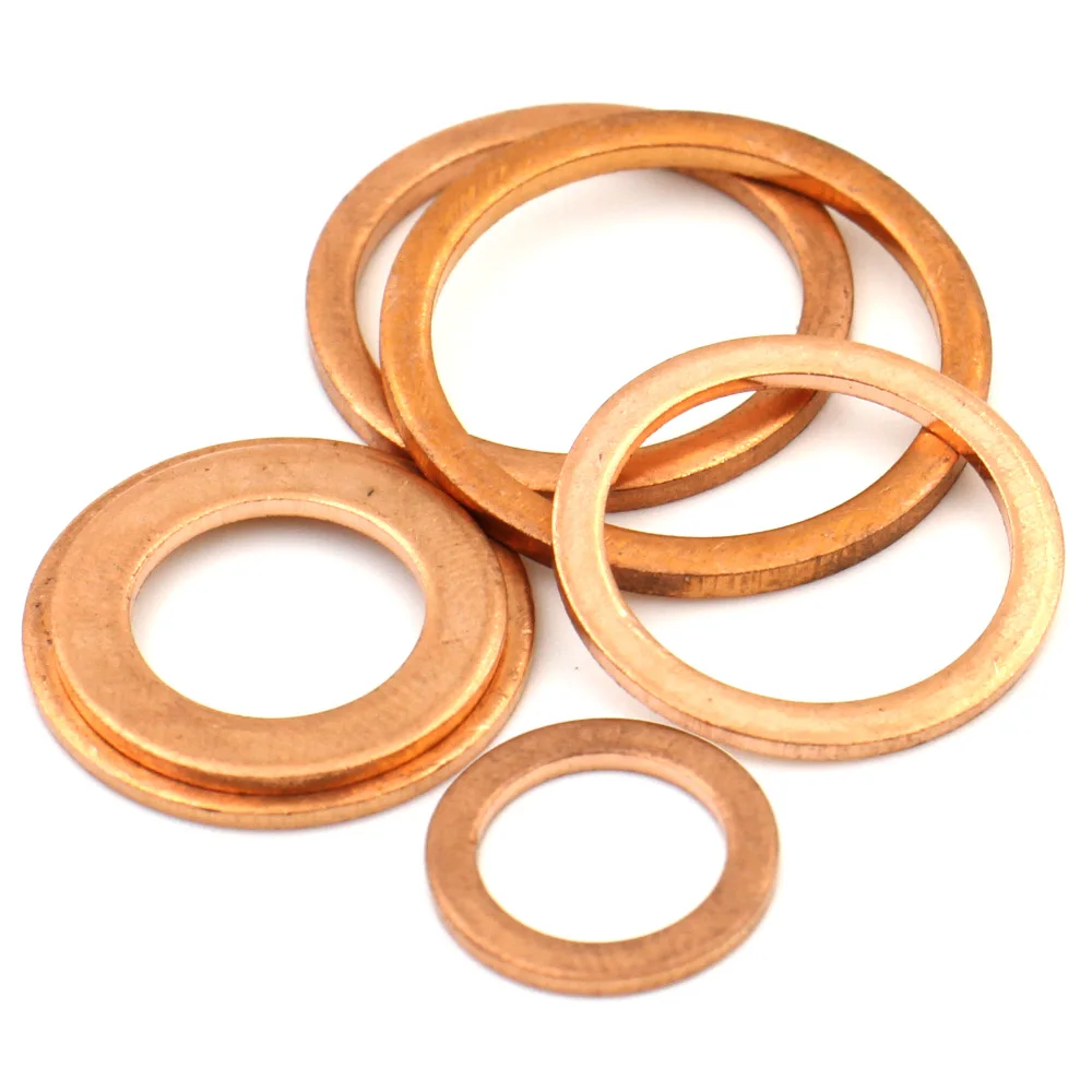 Accesorios de Hardware de sellado de anillo plano, junta de arandela de cobre sólido rojo, tapón de sumidero, accesorios de sellado de aceite,